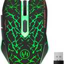 VEGCOO C12 Wireless Gaming Mouse,Rechargeable Mice Silent Click Cordless Mouse with 6 Buttons PC Gaming Mice Advanced Technology with 2.4GHZ Up to 2400DPI for PC Laptop (Green)