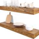 Floating Shelves 3 inch Thick for Wall Set of 2,Solid Pine Wood Wall Mount Shelf for Kitchen Living Room Bedroom Bathroom,8" D x 36" L x 3" H-Gold Oak