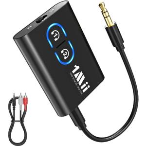 1Mii Bluetooth 5.3 Transmitter Receiver for TV to Wireless Headphones, Dual Link aptX Adaptive/Low Latency/HD Audio, Aux Bluetooth Audio Receiver Adapter for Home Stereo, Airplane, Boat, Gym (Black)