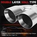 LCGP 2.5 Inch Dual Exhaust Tip, 2.5" Inlet 4" Outlet 9.5" Length, Polished Stainless Exhaust Tip, Double Wall Weld-on Angle Cut, Tailpipe for Car Truck, 2 Pcs