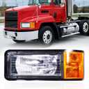 Left headlights for Mack,Replacement Headlamp with turn Signal Bulb Compatible with 1990-2006 Mack CH600 CH612 CH613 CL600 CL700 semi Trucks DOT and SAE Approved