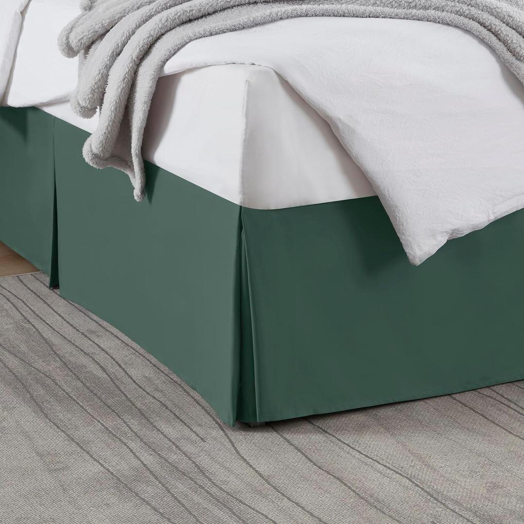 Nestl Forest Green Full Bed Skirt - Full Size Bed Skirt 14 Inch Drop - Brushed Microfiber Bed Skirts - Hotel Quality Pleated Bed Skirt - Shrinkage & Fade Resistant