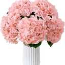 8Pcs Blush Fake Flowers Silk Hydrangea Artificial Flowers Bouquets Faux Hydrangea Stems for Home Table Centerpieces Wedding Party Decoration