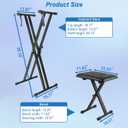 Keyboard Stand Piano Bench Set, 2026 Upgrade Heavy Duty Double X Keyboard Stand Piano Stand, Adjustable&Portable Digital Piano Stand with Locking Straps (Piano Keyboard Stand x 1, Piano Bench x 1), for 54-88 key Electric Pianos