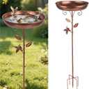 30 Inch Bird Bath for Outdoors, Vintage Freestanding Birdbath and Bird Feeder, Metal Feeder Bowl with 5-Pronged Base for Outdoor Garden Patio Yard Lawn Decor