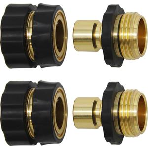 Twinkle Star 3/4 Inch Garden Hose Fitting Quick Connector Male and Female Set with Extra Rubber Washers, 2 Set