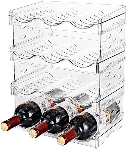 Baosia Stackable Wine Rack,Wine Bottle Holder for Inside Cabinet,for Pantry,Refrigerator,Countertop Organization-4 Tiers for 12 Bottles