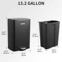 Garvee 13 Gal Stainless Steel Kitchen Trash Can with Lid, Step Pedal, Black