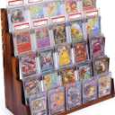 Card Display Stand Solid Wood 5-Tier Trading Card Display, Baseball Card Display Stand & PSA Card Display - Holds 25 Graded Cards (5 per Tier, Fits 35PT)