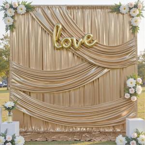 10x12FT Champagne Sequin Backdrop Curtain -2 Panels 5x12FT Wrinkle Free Shimmer Back Drop Cloth, Glitter Backdrop Drapes for Photography, Birthday, Wedding, Graduation Background