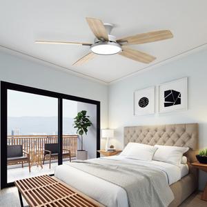 TALOYA 52 inch Ceiling Fans with Lights,Remote Control Multifunctional Quiet Fan with Three Color Temperature and Dimmable Light with Reversible Blades White/Natural