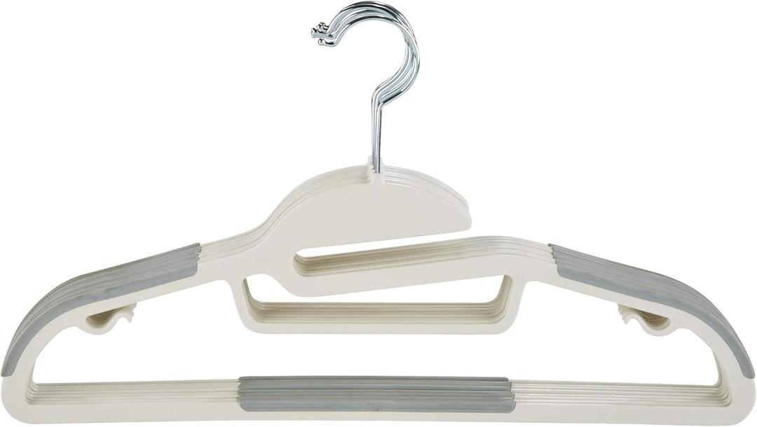 Simplify 40 Pack Ultimate Hanger | S-Shape Collar Saver | Ultra-Thin | Non-Slip | Accessory Bar | Belts | Scarves | Ties | Tank Top | Closet Organization | White