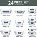 M MCIRCO 24-Piece Glass Food Storage Containers with Upgraded Snap Locking Lids,Glass Meal Prep Containers Set - Airtight Lunch Containers, Microwave, Oven, Freezer and Dishwasher