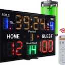 YZ LED Basketball Scoreboard with Shot Clock, Portable Scoreboard Basketball, Digital Scoreboard with Remote, Electronic Scoreboard with Timer Clock, Digital Score Keeper Outdoor, Size: 22.8”x13.7”x0.9”