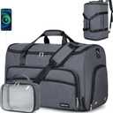 Garment Duffle Bags for Travel, Convertible Garment Bag for Men Women, Carry On Duffle Bag Backpack with Shoe Compartment & Toiletry Bag, 4 in 1 Hanging Suitcase Suit Travel Bags (Dark Grey)