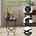2 Pack 15 Inch Tall Plant Stands Outdoor Indoor, Metal Side Tables for Patio, Weather Resistant Flower Pot Racks with Swirl Pattern, Black End Table Set for Garden Balcony