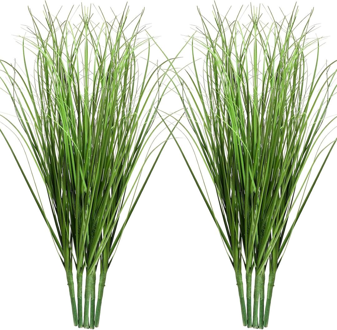 10 PCS Artificial Wheat Grass Plants, 14.6 Inch Faux Shrubs Wheat Grass Greenery Stems with Realistic Look, Fake Tall Grass for Indoor Outdoor Decor, Artificial Plants for Home Office Garden, Large