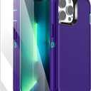 AICase for iPhone 13 Pro Max/12 Pro Max Case with Glass Protector,Heavy Duty Drop Protection Full Body Rugged Shockproof/Dust Proof Military Protective Tough for iPhone 13 Pro Max/12 Pro Max 6.7_3 (Iris Purple with Glass Protector)