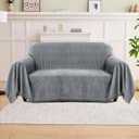 LOMAO Couch Cover Sofa Covers for 3 Cushion Sectional Couch Covers L Shape Couch Cover with Tassel Sofa Protector Washable Reversible Chenille Sofa Slipcover for Pet (Light Grey,Medium(71 * 102))