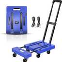 SPACEKEEPER Folding Hand Truck, 500 LB Capacity Luggage Cart, Portable Folding Dolly with 6 Wheels and 2 Elastic Ropes for Luggage, Personal, Travel, Auto, Moving and Office Use, Blue