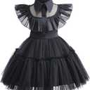 Toddler Baby Girls Black Dress Kids Black Party Costume 1T-7Years (3-4T, 001)