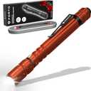 FORTO Rechargeable Pen Light Flashlight, 400 Lumens Small Pocket Flashlight with Clip, IP67 Waterproof, 2 Light Modes, 3-Color Battery Indicator, Type-C Charging, for Inspection,Emergency (Orange)