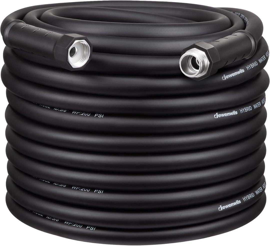 DEWENWILS Garden Hose 100 ft x 5/8", Water Hose with Swivel Handle, Heavy Duty, Lightweight, Flexible Hose for Plants, Car, Yard, 3/4 Inch Solid Fittings, Drinking Water Safe (Black)