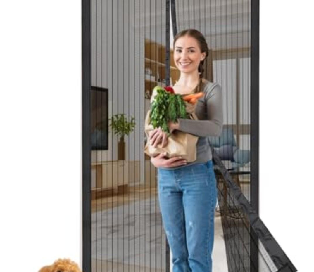 Smartor Magnetic Screen Door Magnetic Closure Fits 39"x82" Doors |Polyester - Retractable Screen Door Mesh| Self Sealing|Hands Free |Keeps Bugs Out|Pet and Kid Friendly-39 Inch x 82 Inch