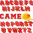 WILLBOND 52 Pcs Chenille Letter Patches A-Z, Self Adhesive Alphabet Patches for Clothes, Bags, Hats DIY, Name Craft & Personalized Best Mom Groovy Wedding Gifts(Red,2.2 Inch)