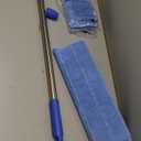 MR.SIGA Professional Microfiber Mop for Hardwood, Laminate, Tile Floor Cleaning, Stainless Steel Telescopic Handle - 3 Reusable Flat Mop Refills and 1 Dirt Removal Scrubber Included (Blue, Blue)