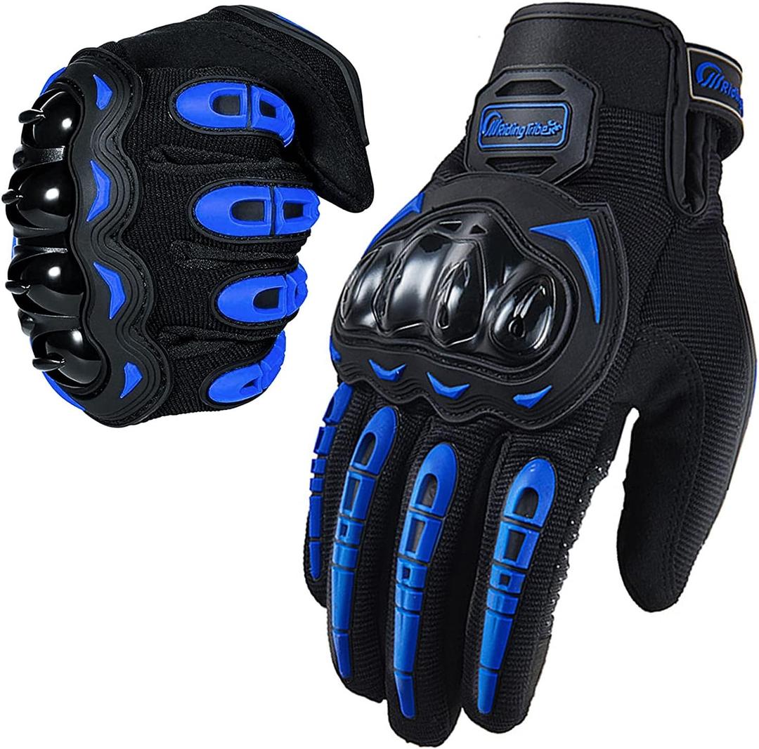 Motorcycle Gloves for Men and Women Touchscreen Guantes Para Motocicleta Hombre for Powersports BMX ATV MTB Motocross Scooter Dirt Bike Riding Gloves Motorcycle Mens Helmets Accessories(L, Blue)