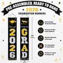 2 x 2026 Graduation Decorations Black and Gold Congrats Grad Banner Class of 2026 Decorations Congratulations Banner for Grad Party Decorations High School College Graduation Party Supplies Indoor Outdoor