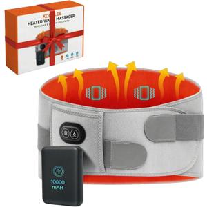 Cordless Heating Pad with Massager for Back Pain Relief, 10000mah Portable Lower Back Massager 63" Large Heating Pad for Cramps with 3 Heat 3 Vibration, Gifts for Women Men Mom Dad Seniors