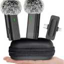 2 Pack Wireless Microphone for iPhone USB C Lav Mic for iPhone 15 Android Phone Video Recording Noise Cancelling Lapel Lavalier Microphone Live Stream Podcast (2 in 1)