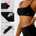 Comper Women's Sports Bra with Thin Straps Stretchy Wirefree Workout Bras Lightweight Workouts Bralette with Removable Pads (Orange, S)