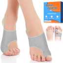 2PCS Bunion Corrector for Women & Men - Toe Alignment Corrector with Splint & Pad for Hallux Valgus Pain Relief, Toe Separator for Day/Night Support, Anti Slip Gel Strap for Big Toe Straightener(Gray)