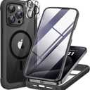Miracase Magnetic for iPhone 12 Pro Max Case [Compatible with MagSafe] Full-Body Phone case with Built-in Glass Screen Protector& Camera Protector, Military Drop Proof 12 Pro Max Cover, Black (iPhone 12 Pro Max 6.7", Magnetic Classic Black)