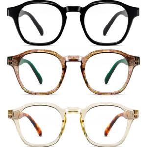 Hubeye 3 Packs Reading Glasses for Women Blue Light Blocking Reader, Anti UV Readers for Women Computer Eyeglasses（Black+Brown+Green，+3.5）