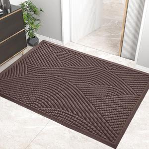 HIYARD Sturdy Front Door Mat, Absorbent Muddy Dirt Resist Welcome Door Mats Outdoor Indoor, Stain and Fade Resistant, Non-Slip Backing Entry Mat Low Profile Doormat for Entryway, 7224, Coffee