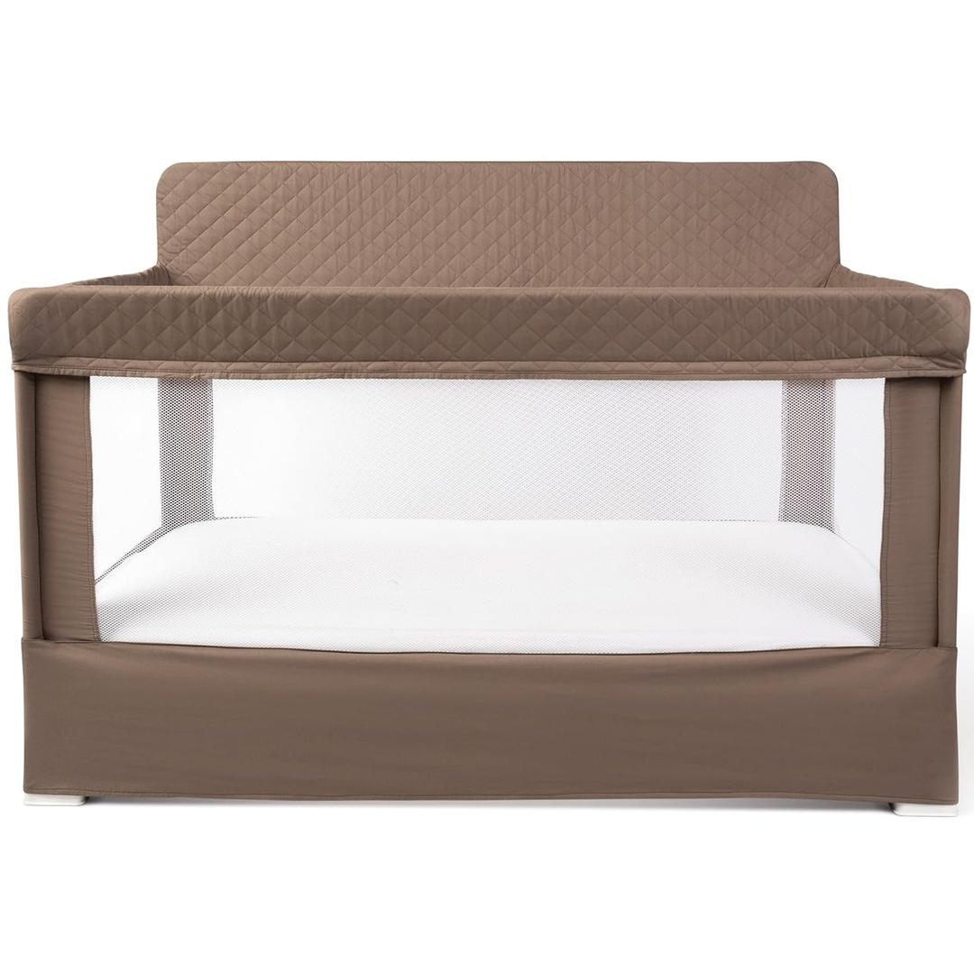 Baby Delight Lunaire Full Size Crib | Breathable Mesh Baby Crib | Tool-Free Assembly Baby Bed | 100% GOTS Certified Organic Cotton Fabric | Organic Mocha