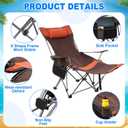 Yuntau 2 Set Reclining Beach Chairs with UPF 50+ Umbrellas, Upgraded Heavy Duty Portable Folding Lounge Camping Chair with Removable Footrest & Headrest for Outdoor Fishing Patio(Orange,Green)