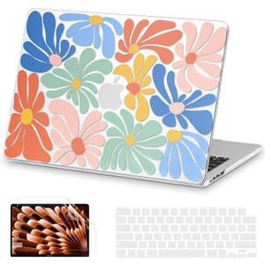 AKIT Compatible with MacBook Air 13 inch Case 2025 2024-2022 M4 M3 M2 A3240 A3113 A2681, Unique Pattern Hard Shell Laptop Case+Screen Protector+Keyboard Cover for Mac Air 13.6 inch, ColorfulFlowers