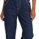 LookbookStore Women's Casual Stretch Denim Bib Overalls Pants Pocket Jeans Jumpsuits Nautilus Blue Size X-Large