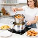 Deep Fryer Pot with Basket, Cooking Pot with Strainer Basket, 4.0L/4.2QT Multi-function Pot with Anti-scald Handle, Egg Steamer Rack & Lid, Stainless Steel Cookware for Home Kitchen Outdoor Camping