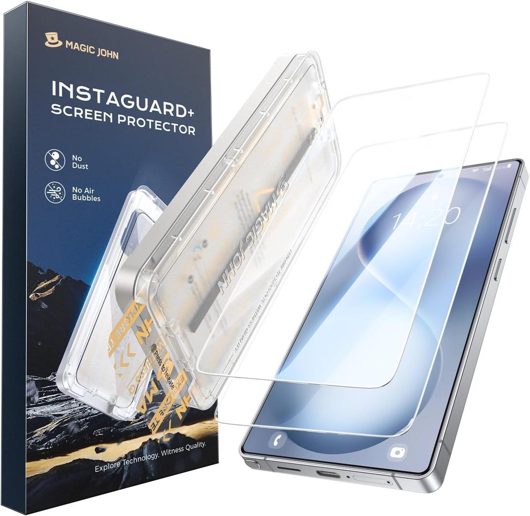 MAGIC JOHN 2PACK 3rd Gen for Samsung Galaxy S26 Ultra Screen Protector, One-Pull Easy Install, Smooth Touch, Auto-Align Screen, Support Fingerprint Unlock, 9H Glass, Anti-Scratch