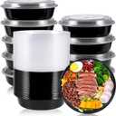 MUCHII 50 Pack Meal Prep Container, 24 oz Round Plastic Disposable Bowls with Lids, Food Microwave and Freezer Safe