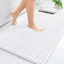 Arotive Luxury Chenille Bathroom Rug Mat, Extra Soft Thick Absorbent Shaggy Bath Rugs, Non-Slip Machine Wash Dry, Plush Bath Mats for Bathroom, Shower and Tub, 24x16, White