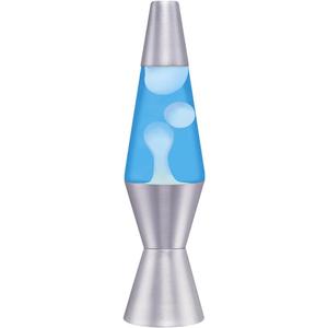 Lava Lite 1953 Silver Base Lamp with White Wax in Blue Liquid, 11.5", White Wax/Blue Liquid/Silver Base