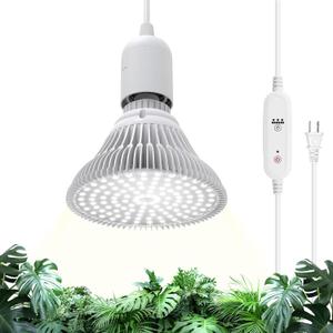 Bstrip Hanging Grow Lights for Indoor Plants, 25W LED Full Spectrum Plant Lights for Indoor Growing with Timer, 16.4FT Power Cord, 5000K, Pendant or Ceiling Perfect for Tall Plants, and Plant Shelf (White)