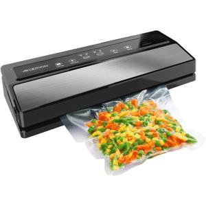 GERYON Vacuum Sealer, Vacuum Sealer Machine for Food Storage with Sealer Bags & Roll, Automatic Food Sealer for Sous Vide, Compact Design, LED Lights, Easy to Clean, Dry & Moist Modes (Silver)